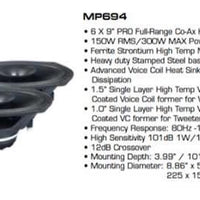 Diamond Audio MP694 6x9" Pro Full-range Coax Horn Speaker (Pair)