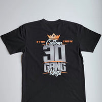 30 Gang Custom Kingz Apparel - MENS 30 Gang Block Tee- Silver and Orange
