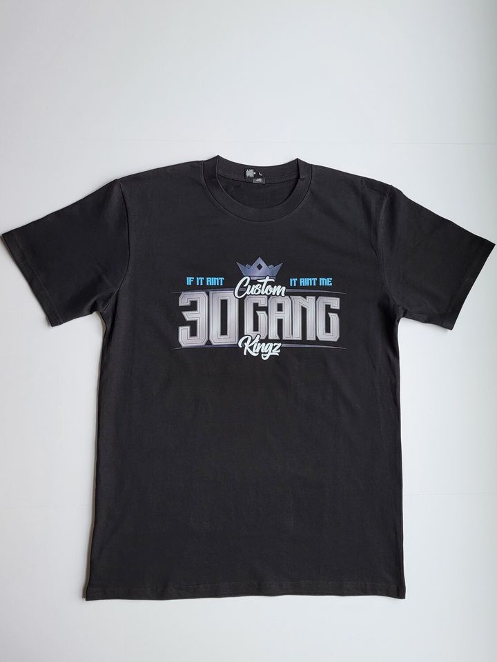 30 Gang Custom Kingz Apparel - MENS 30 Gang Block Tee-  Blue and Silver