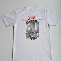 30 Gang Custom Kingz Apparel - MENS 30 Gang Block Tee- Silver and Orange