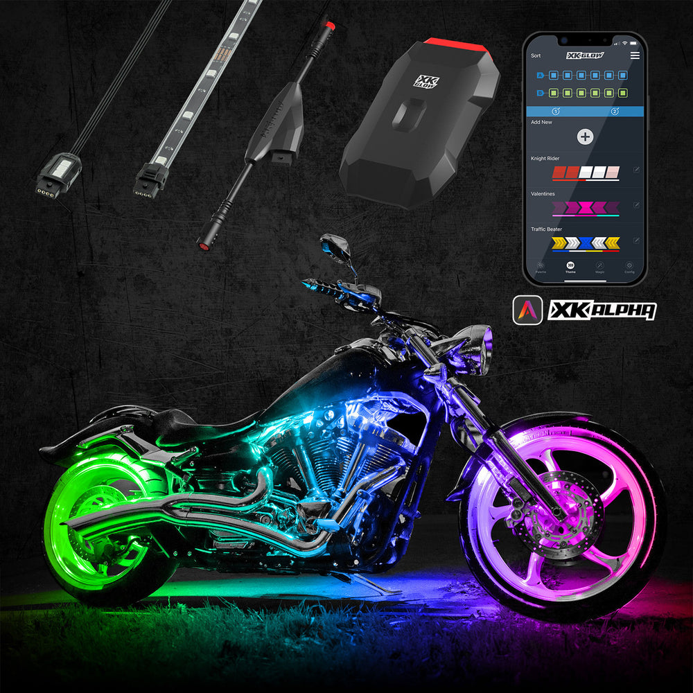 XKGLOW - ADDRESSABLE LED MOTORCYCLE ACCENT LIGHT KITS | XKALPHA APP CONTROLLED