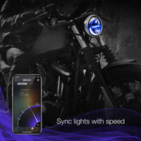 XKGLOW - 5.75" LED HEADLIGHT FOR MOTORCYCLE | XKCHROME SMARTPHONE APP