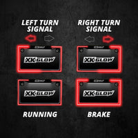 XKGLOW - MOTORCYCLE LED LICENSE PLATE FRAME WITH RUNNING TURN AND BRAKE