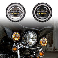 XKGLOW - 4.5" MOTORCYCLE LED PASSING LIGHTS KIT WITH AMBER HALO TURN SIGNAL