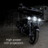 
              XKGLOW - 4.5" MOTORCYCLE LED PASSING LIGHTS KIT WITH AMBER HALO TURN SIGNAL
            