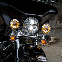 XKGLOW - 4.5" MOTORCYCLE LED PASSING LIGHTS KIT WITH AMBER HALO TURN SIGNAL
