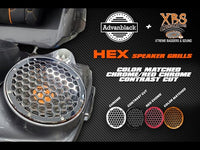 
              Advanblack - BLACK / CHROME CONTRAST CNC ALUMINIUM HEX 8'' SPEAKER GRILLS
            