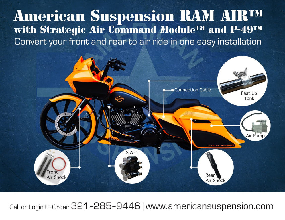 American Suspension - AUTO-UP Center Stand - Ram Air - Fast UP SuperTanker Suspension Bundle