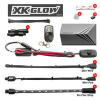 XKGLOW - MOTORCYCLE LED ACCENT LIGHT KIT | 10 POD 4 STRIP SINGLE COLOR WITH REMOTE