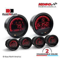 Koso North America - Meters - Gauges - HD-02 | 6 pieces kit (black bezel) | for Harley-Davidson®