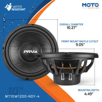 
              PRV MT10W1200-NDY-4 10" PRO Audio Low Frequency Woofer  (SINGLE)
            