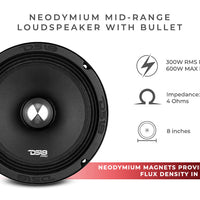 DS18 PRO-NEO8 8" Neodymium Bullet Mid-Range Loudspeaker 600 Watts 4-Ohm